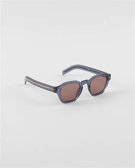 prada d-frame acetate and metal sunglasses|Bark Brown Sunglasses With Iconic Metal Plaque .